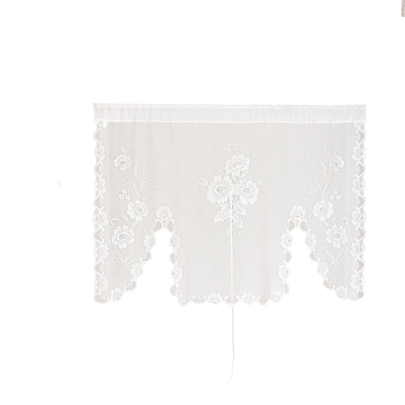 Butterfly style pull-out curtain, knitted white lace curtain, gauze curtain, bay window, kitchen partition door curtain,150*100, 1 Panel