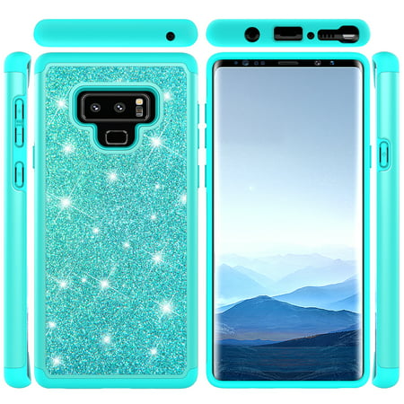 Galaxy Note 9 Case, Allytech Dual Layer Silicone Rubber PC Defender Shockproof Bling Girly Women Heavy Duty Protective Dust Proof Cover for Samsung Galaxy Note 9,