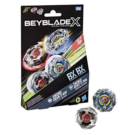 Beyblade X Tackle Goat 2-70N & Sword Dran 3-60F Dual Battling Top Pack Set