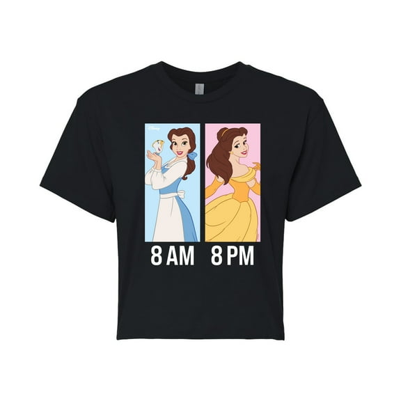 Disney Princess - Belle Day And Night Wear - Junior's Cropped T-Shirt