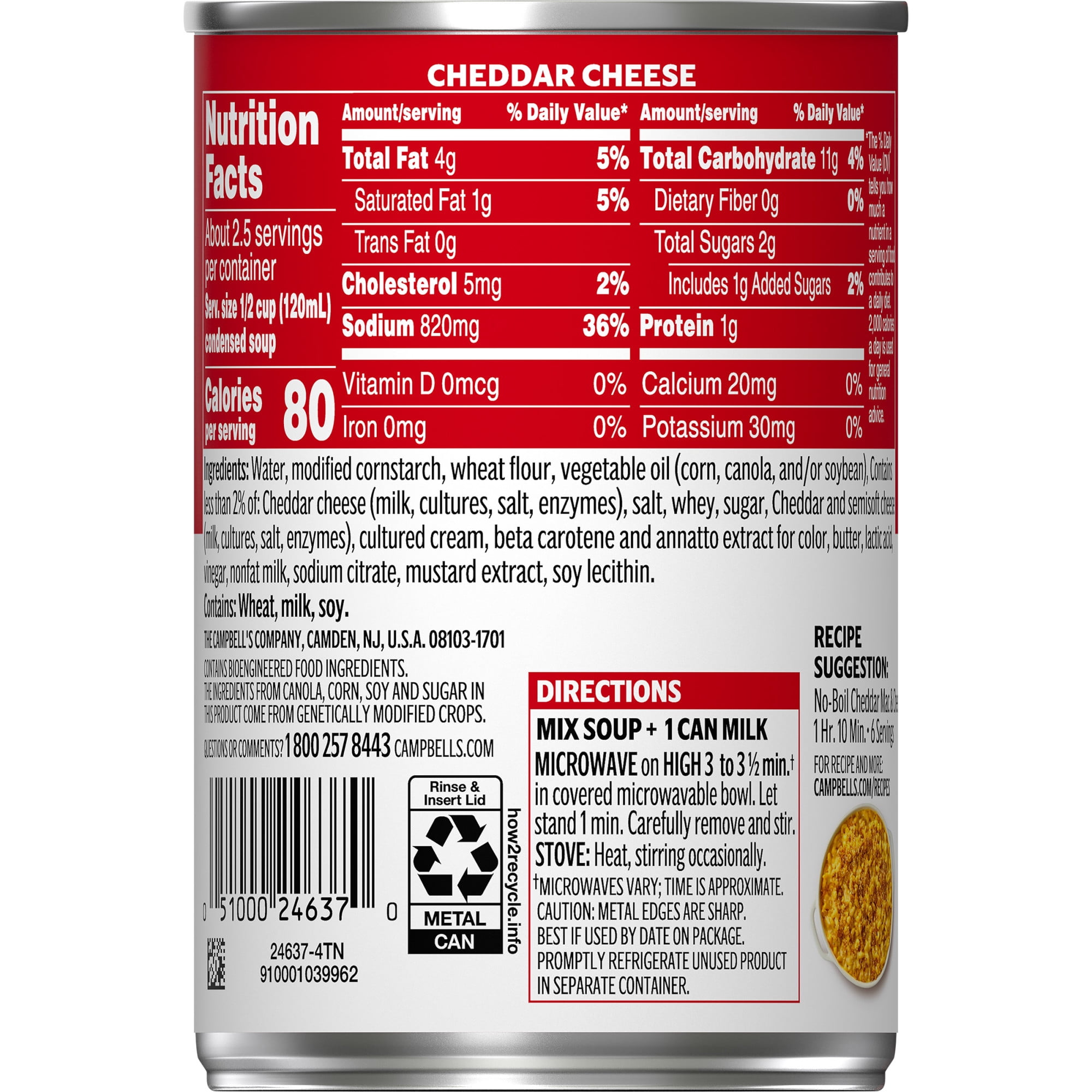 Campbell's Condensed Cheddar Cheese Soup, 10.5 oz Can