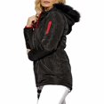 thumbnail image 4 of Women's Winter Coat Faux Fur Hood Windbreaker Draw String Two-Tone Anorak Jacket, 4 of 5