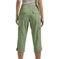 thumbnail image 4 of USNSM Women's Casual Cargo Pants Trendy Solid Color Straight Button Cuffed Pants Cotton Soft Comfortable Capri Pants with Pockets Army Green S, 4 of 7