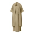 thumbnail image 4 of Miluxas Women's Summer Lightweight Three-piece Set Loose Fit Cardigan +Tank Top +Maxi Skirt Casual Wear Set Khaki, 4 of 9