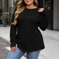 thumbnail image 6 of GUACER Plus Size Long Sleeve Tops for Women Casual Crewneck Thumb Hole Shirts Soft Stretch Knit Loose Raglan Sleeve Tees, 6 of 6