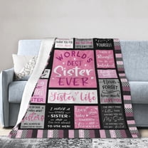 Wijzvio World Best Sister Ever Throw Blanket Soft Fuzzy Fleece Blanket For Couch Bed Living Room Decoration 50"X40"