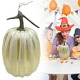 thumbnail image 2 of BNNG Fall Artificial Pumpkins Harvest Pumpkins Faux Foam Pumpkins - White/Black/Orange/Gold Craft for Fall, Christmas,Halloween, Thanksgiving, Realistic Thick Stem for Tabletop Display, 2 of 5