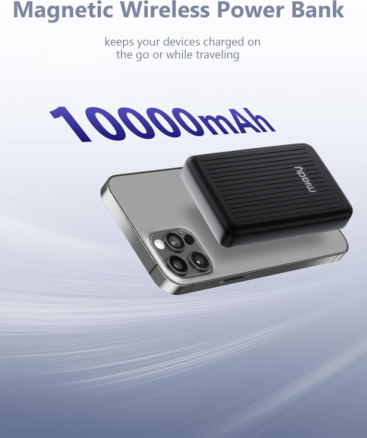 Magnetic Power Bank for iPhone 10000mAh, 15W MagSafe-Compatible Wireless Portable Charger, 22.5W USB-C Charging Battery Pack for iPhone 17/16/15/14/13/12