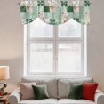 thumbnail image 3 of Tie Up Valances for Windows, Boho Spring Floral Adjustable Valance Curtains Window Treatment for Living Room, Retro Flowers Plants Patchwork Grid Green Rod Pocket Kitchen Curtains 42x18 Inch, 3 of 9