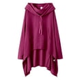 thumbnail image 6 of Hoodie Dress for Women with Pockets Long Sleeve Irregular Hem Solid Color Loose Hooded Sweatshirt Pullover Tops, 6 of 6