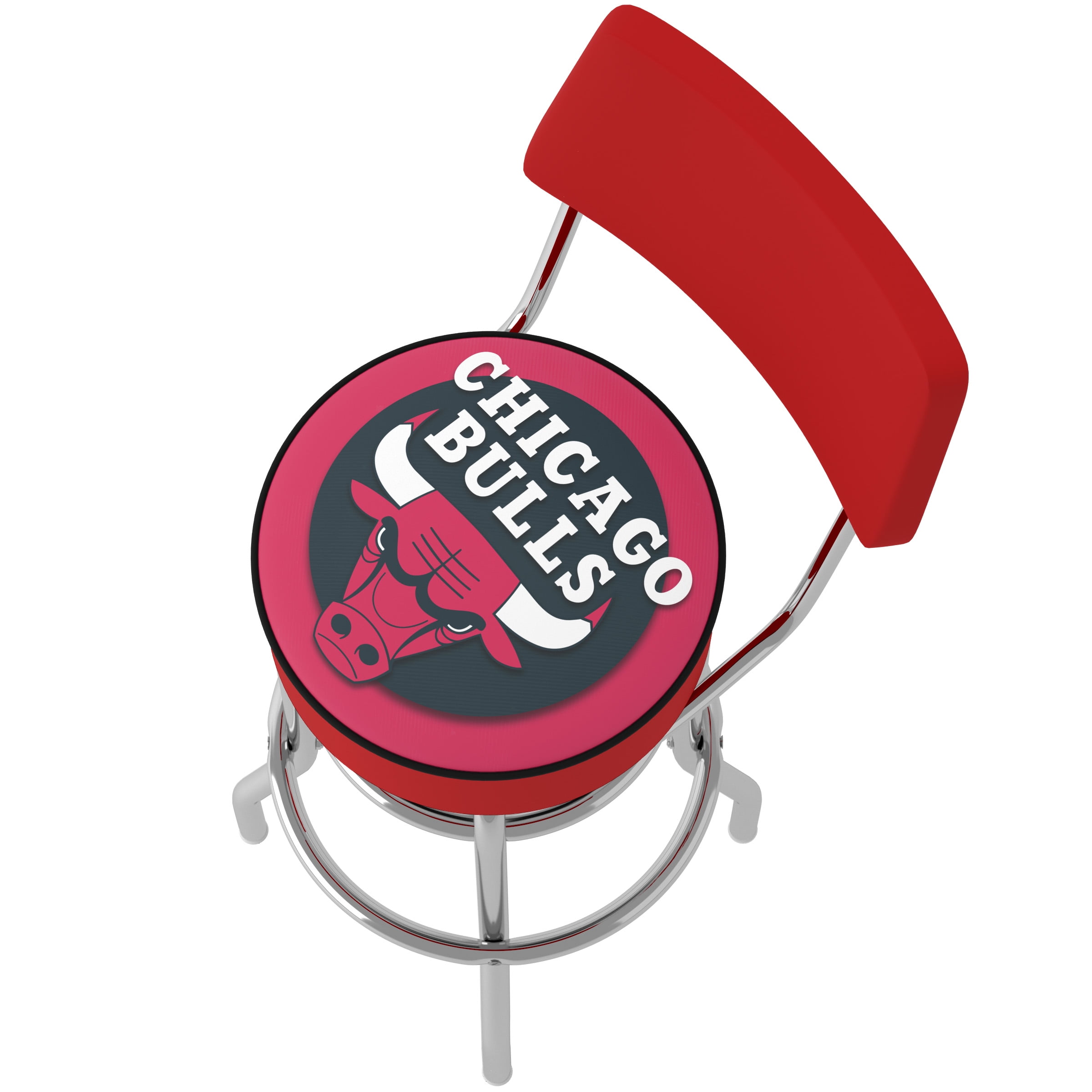 Trademark NBA Chicago Bulls 40" Padded Swivel Bar Stool with Back, Chrome