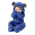 thumbnail image 2 of Curuila Infant Boys Girls Outwear Winter Solid Long Sleeve Zipper Hooded With Ears Coat Jumpsuit Long Jacket Blue Size 0-3 Months, 2 of 4