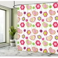 thumbnail image 5 of Ambesonne Cartoon Shower Curtain, Flowers Heart Shapes, 69"Wx70"L, Lime Purple Red, 5 of 5