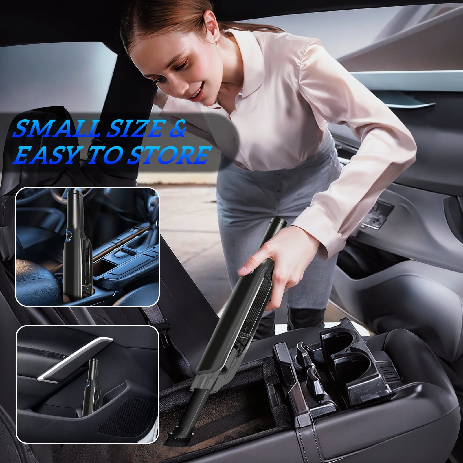 Pentantan Car Vacuum Cleaner, 12000PA Powerful Sutions Handheld Vacuum, 2 Speed Adjustable Vacuum for Car, Keyboard, Black