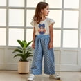 thumbnail image 4 of Graphic Tee Shirt + Pants For Kid Toddler Girl Clothes Summer Short Sleeve Tops Summer Outfits Set Blue 3-4 Years, 4 of 7