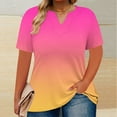 thumbnail image 5 of Hvyesh Plus Size Tops for Women Summer Tie Dye Gradient Tops V-Neck Short Sleeve Oversized T Shirts Casual Blouses Rebajas, 5 of 5