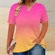 thumbnail image 2 of Mujeres Tops Casual V-Cuello Impreso Oversized Mangas Cortas Camiseta Top, Poliéster Verano Primavera, 2 of 5