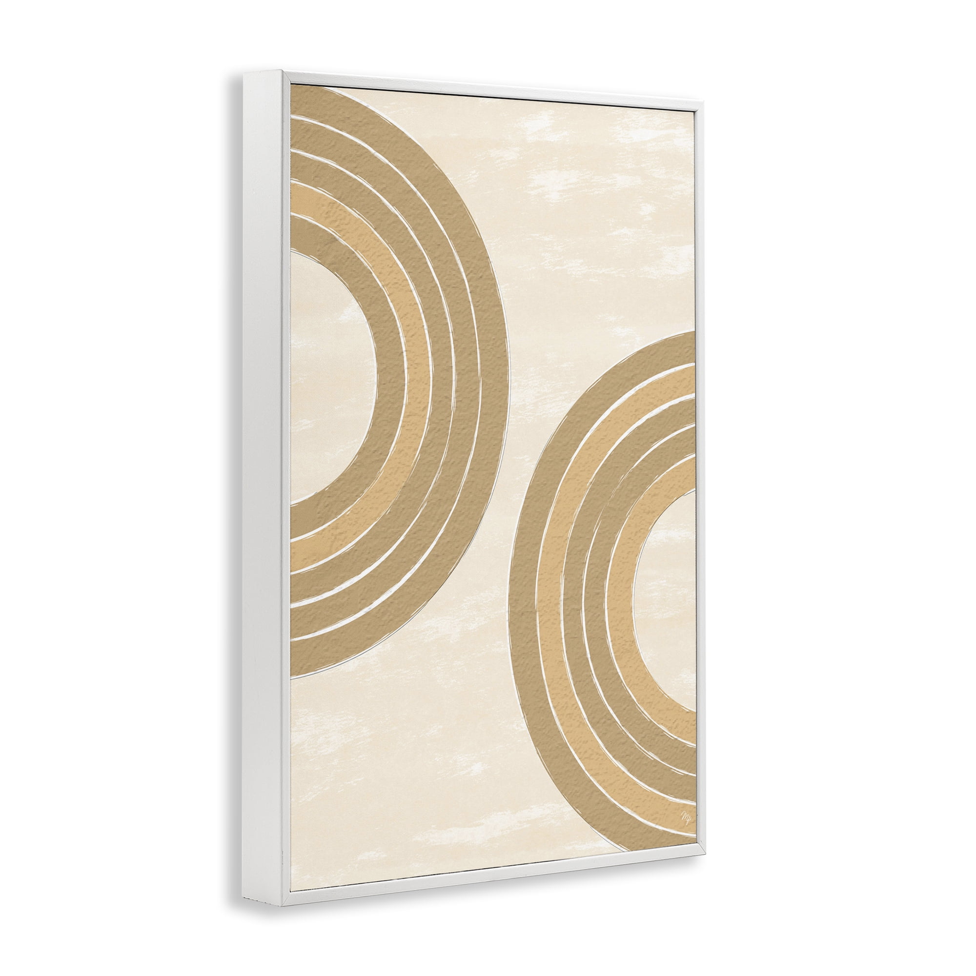 Stupell Industries Neutral Arch Expressions Abstract Painting White Framed Art Print Wall Art, 16 x 24
