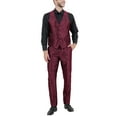 thumbnail image 4 of Julinie 3-Piece Solid Sharkskin Suit Set with Jacket, Vest, and Dress Pants, Slim Fit, 4 of 5