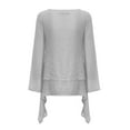 thumbnail image 5 of BKQCNKM Womens Fall Fashion 2023 Womens Shirts Casual Sleeve Long Size Plus Crew Women Irregular Blouse Linen Neck Fashion Plus Size Tops Plus Size Tops Grey L, 5 of 9