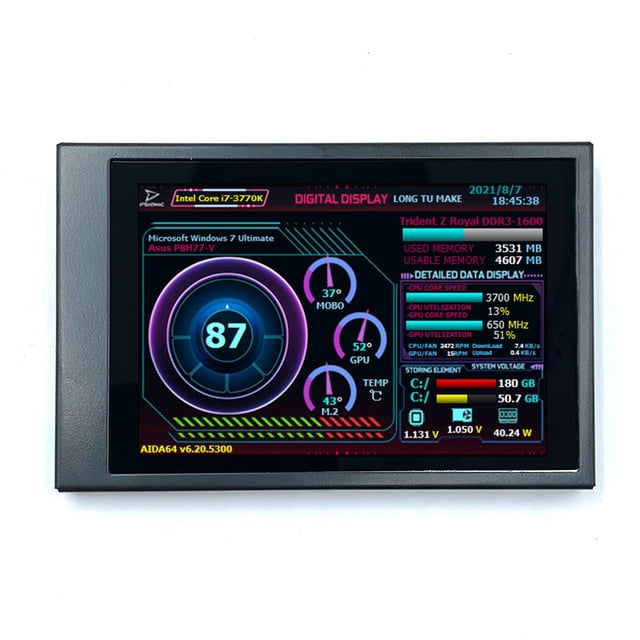 Pantalla visualización 3 5 pulgadas 2 puertos USB-C AIDA64 H35PRO para carcasa PC Raspberry Pi ITX