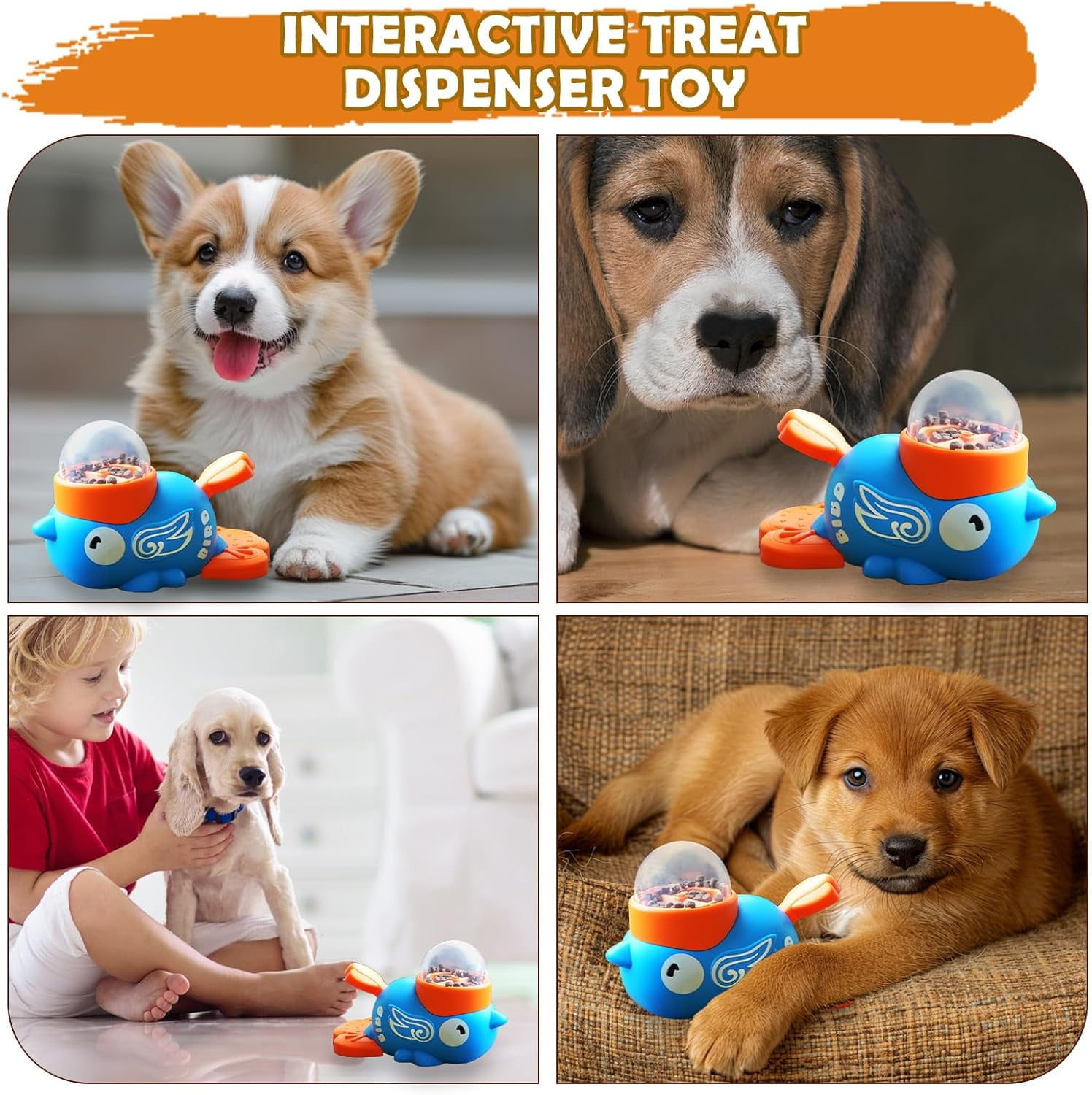 Interactive Treat Dispenser Toy,Dog Puzzle Toy, Duck Design Treat Dispenser Feeder for Mental Stimulation and Slow Eating in Indoor and Outdoor Play
