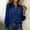 Blue, variant on Casual Women Shirt Fall Long Sleeve Satin Blouses Ladies Office Solid Loose Collared Tops White 2XL