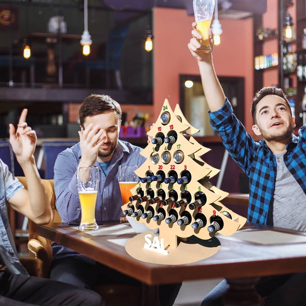 Christmas Advent Calendar Countdown 24 Wooden Christmas Tree Mini Alcohol Holder Wine Bottle Stand Decoration Gifts Walmart