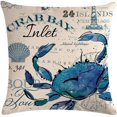 thumbnail image 2 of Fundas de almohada con diseño de mar, solo con tema oceánico, diseño de estrella de mar y cangrejo, funda de cojín decorativa para casa de playa, fundas de almohada costeras de 18.0 x 18.0 i, 2 of 4