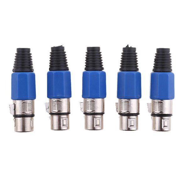 5pcs Xlr Female Audio Connector Cable For Speaker Microphone - Blue
