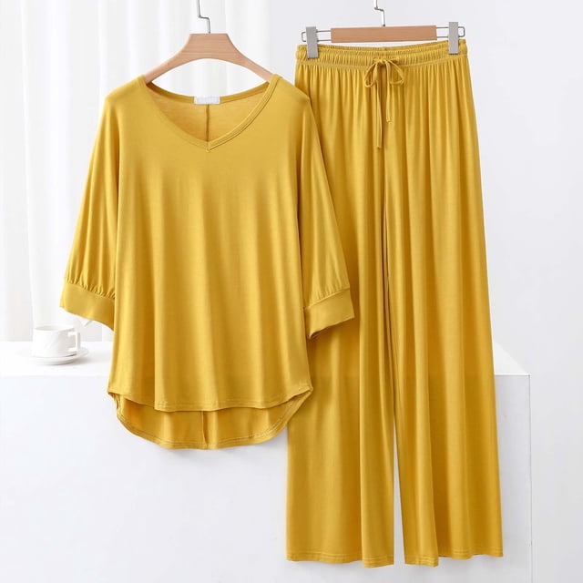 Weiqiqre Pyjamas pour Femmes Pyjamas Rafraîchissants Ensembles d'Été Assortis Manches Courtes Ensemble de Détente Femmes