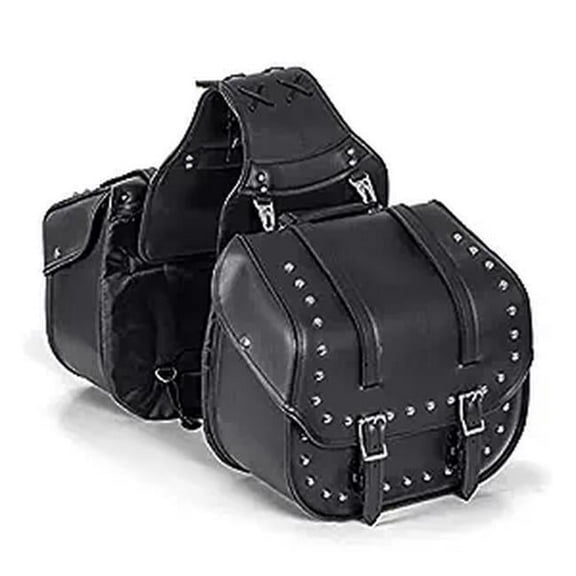 Maxam LUMSADDLEB Diamond Platel Heavy-Duty Waterproof PVC with Studs & Braided Trim Motorcycle Saddlebag Set - 2 Piece