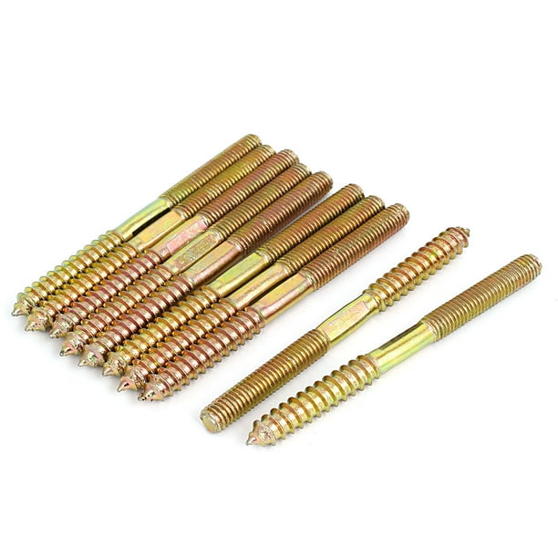 Tornillo de madera autorroscante de doble extremo M8 x 100mm, 10 piezas
