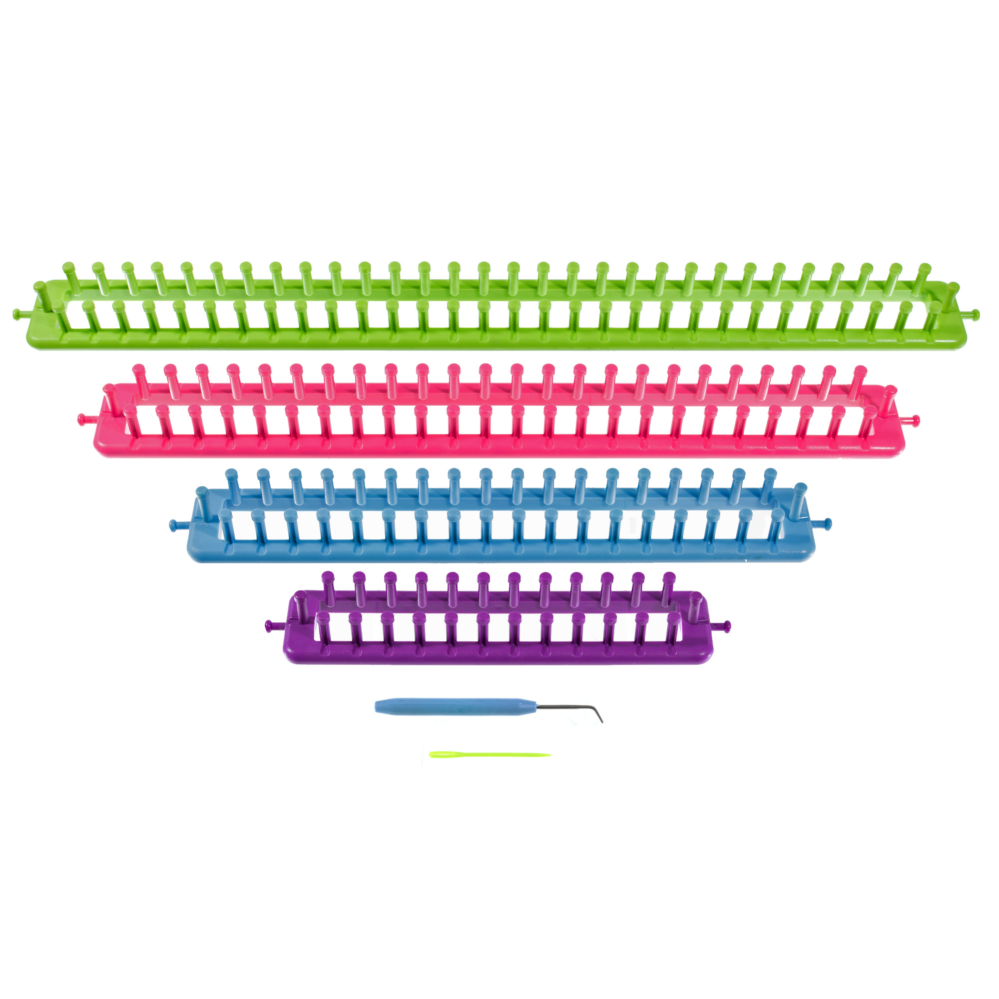 Craft County Plastic Long Loom Kit Rectangle Loom Set for Knitting