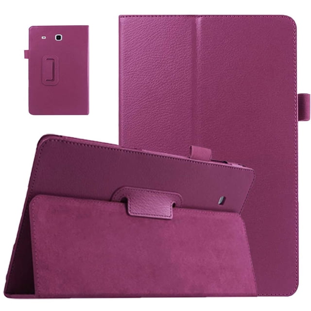 Funda Ekvinor Galaxy Tab E 9.6 - Funda De Cuero Delgada Con Función Atril Para Tableta Samsung Galaxy Tab E De 9,6 Pulgadas (Se Adapta A Todas Las Versiones Sm-T560 T561 T565 Y Sm-T567V) - Púrpura