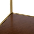 thumbnail image 3 of Kate and Laurel Melora Mid-Century Modern Corner Shelf, 24 x 38 x 17, Walnut and Gold, Glamorous Floating Corner Shelving with Four Shelves and Unique Geometric Shape, 3 of 7
