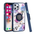 thumbnail image 2 of Bemz Ring Series Case for iPhone 14 Pro Max (TPU Silicone Cover with Magnetic Stand) and PU Leather Coin Card Wallet Belt Holster Pouch - Blue Purple Flowers, 2 of 9