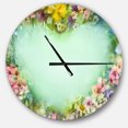 thumbnail image 1 of DesignArt Vintage Flowers with Heart Shape Large Wall Clock, 1 of 2