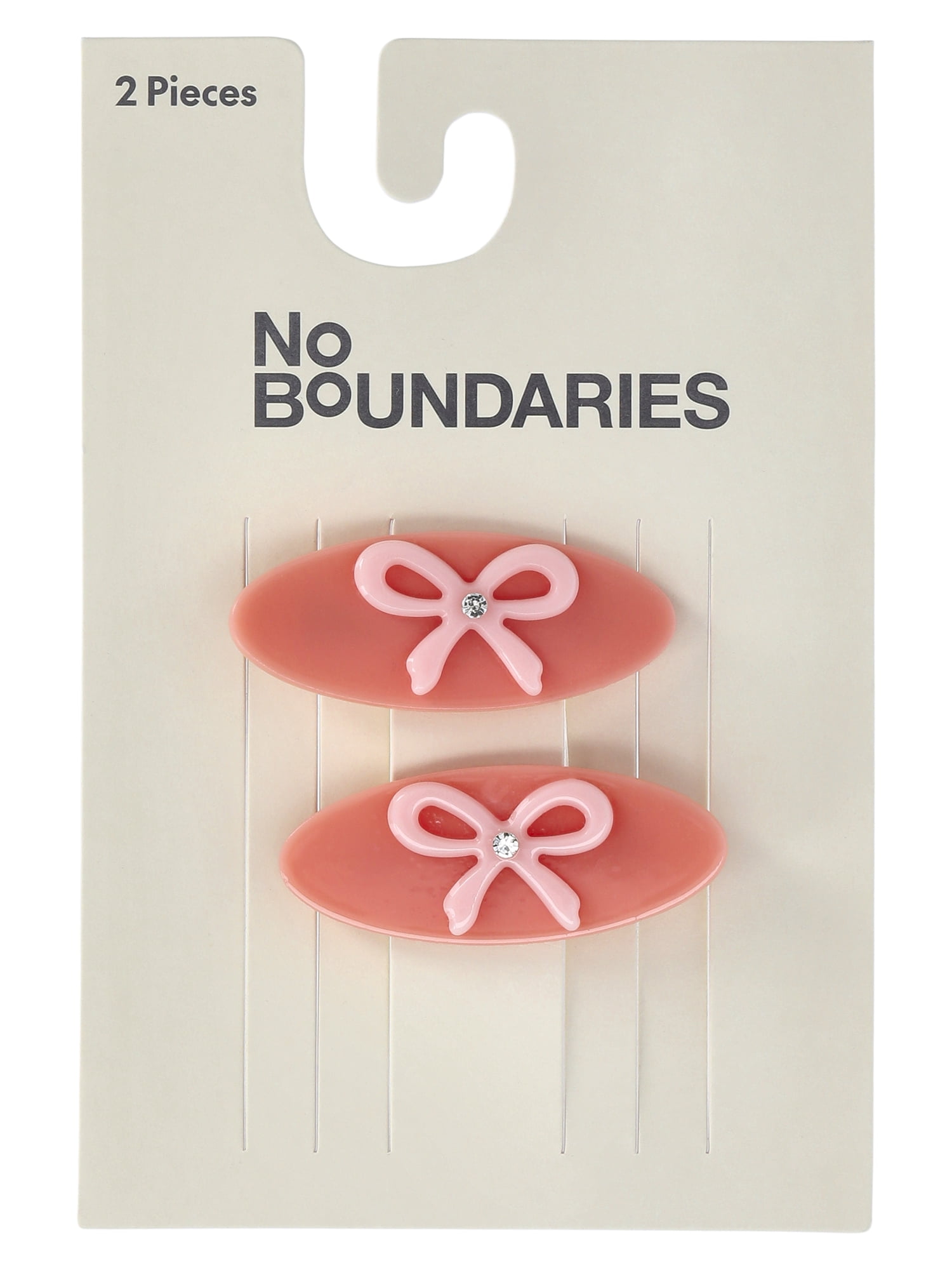 No Boundaries Acrylic Bow Hair Clips, 2-Pack, Peach/Pink, Women's