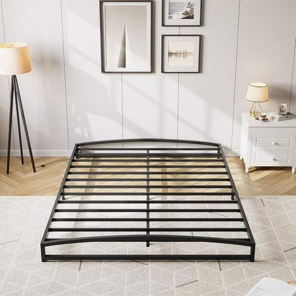 Low Profile Queen Bed Frame, 6 Inch Heavy Duty Metal Queen Size Platform Bed Frame, Mattress Foundation with Steel Slat Support, No Box Spring Needed, Easy Assembly, Black