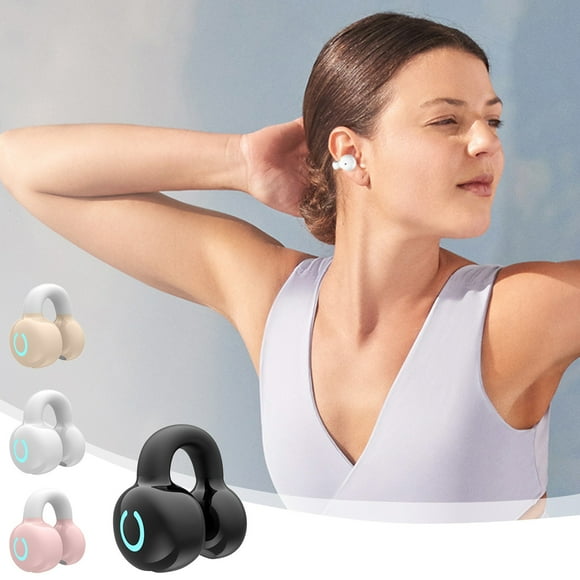 Auriculares Bluetooth de Oreja Única Abierta | Bluetooth 5.3 con Alcance Estable de 33 ft | Reproducción de 10 Horas | Baja Latencia | Cómodo y Ligero | Cable de Carga | Negro/Blanco/Kaki/Rosa