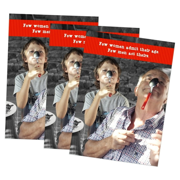 Funny Men's Birthday Greeting Card (5" x 7") by Paper Street | 3 Pack 3 Envelopes (Act Your Age)