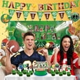 thumbnail image 4 of Football Birthday Party Decorations, 55PCS American Football Themed Birthday Banner Triangle Flag Hanging Swirls Cake Topper Cupcake Toppers Backdrop, Green Rugby Happy Birthday Backdrop for Kids, 4 of 7