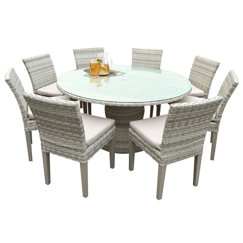 Outdoor Patio Dining Table, Large Round Table Seats 8