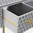 thumbnail image 4 of Handcrafted Bone Inlay Console Table – Multicolor Stripes & Brass Legs for Modern Hallway or Entryway, 4 of 5