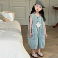 thumbnail image 2 of ZACPNCV Girls Casual Denim Overall Jumpsuits Sleeveless Collared Neck One Piece Clothes Blue 10-11 Years, 2 of 5