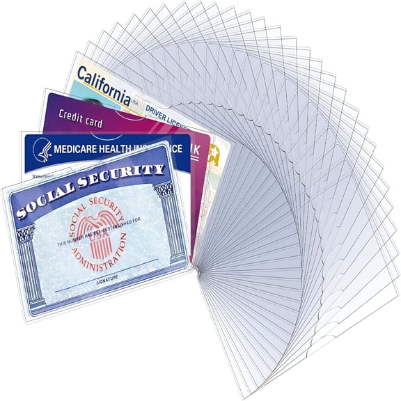CCOCC 2026 New 32Pack Social Security Card Protector Sleeves/New Medicare Card Protector Sleeve/Credit Card Holder,31 Mil Soft Clear Card Sleeves for Waterproof Ssn Card Protector/Credit Card Cover