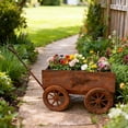 thumbnail image 6 of Iron Handcart Planter Vintage, Weathered Metal Flower Pot for Garden Balcony, Rustic Barrel Cart for Outdoor Patio Decor, Easter Spring Decoration and Farmhouse Yard Ornament, 6 of 8