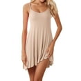 thumbnail image 1 of DuoJiaJ Chemises de Nuit pour Femmes, Robe Longue Aguichant Grande Taille avec Coussin de Poitrine Beige, 1 of 4