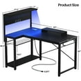 Small Gaming Desk with Power Outlets Pegboard LED Light, 43 Inch L